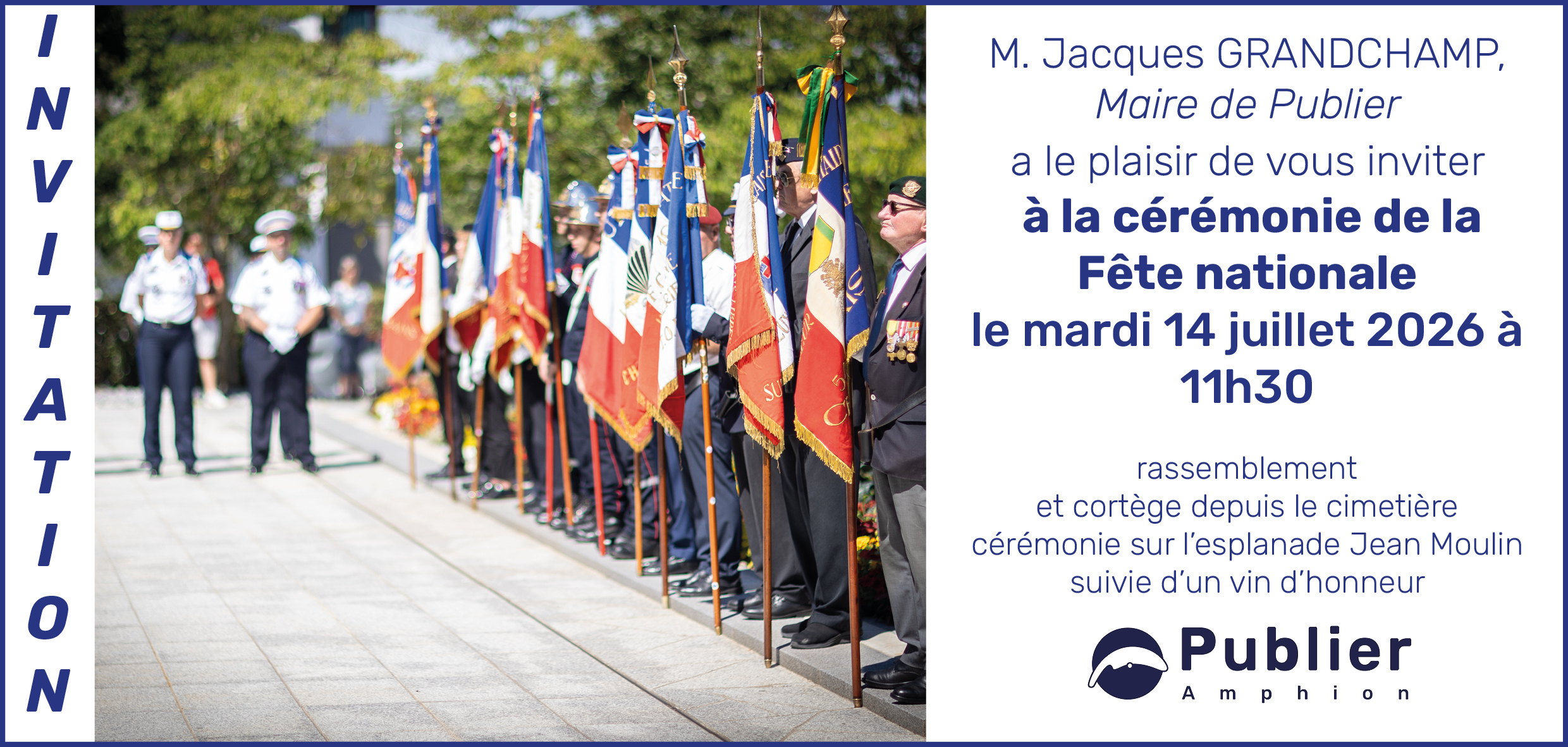 Invitation à la cérémonie de la Fête nationale à Publier le 14 juillet 2026 à 11h30